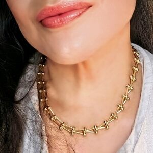 Gold Hardwear Chunky V-shaped Link Cable Gold Plated Chain Classic  Necklace